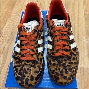 Adidas Leopard Print Shoes with Orange Highlights - like new